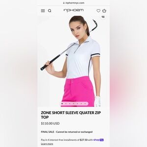 I‎ photo Zone Quarter zip shirt sleeve top. NWT. Retail 110